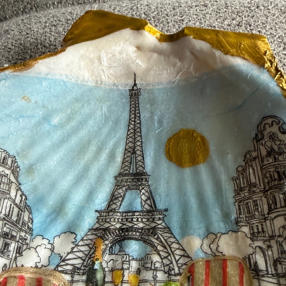 Handcrafted Scallop Shell Trinket Dish Paris Gold Rim Coastal Chic - Picture 4 of 4